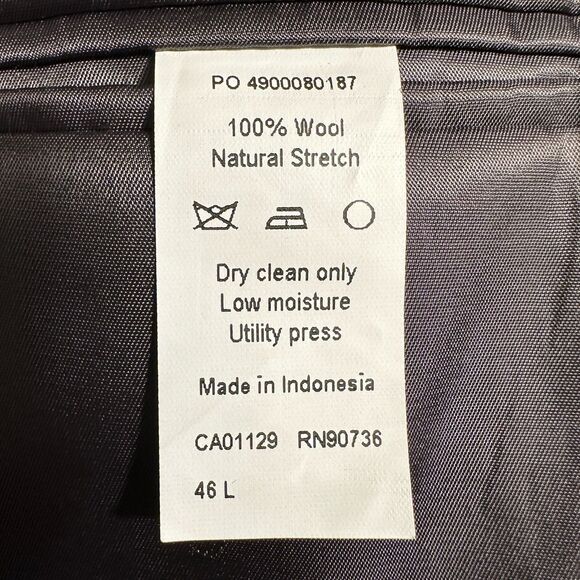 CALVIN KLEIN Men Blazer 46L Gray/Blue Wool Sport Coat 2-Button Jacket Windowpane - Picture 14 of 15